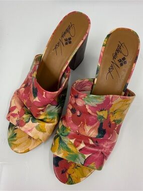 Patricia Nash Poema open toe heeled mules floral 9
